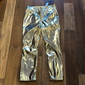 Gap NWT Faux leather gold pants